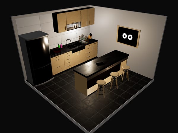 The kitchen of the 3D house
