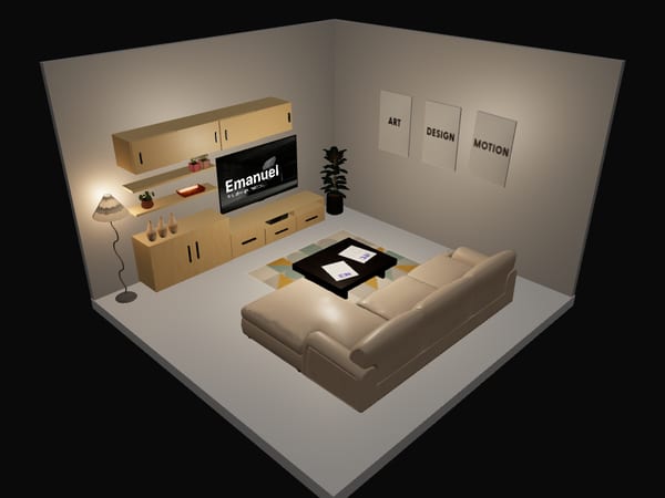The living room of the 3D house